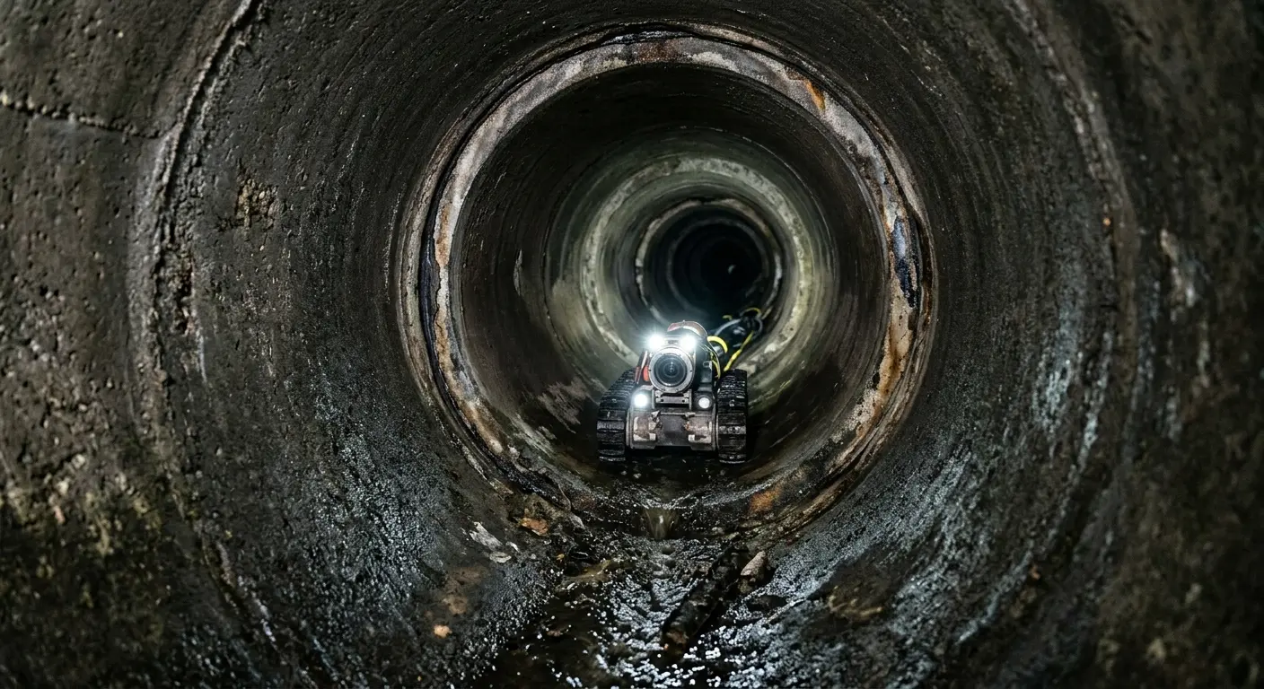 Robotic sewer camera inspecting pipe interior for Drain Snake Service in Martinez